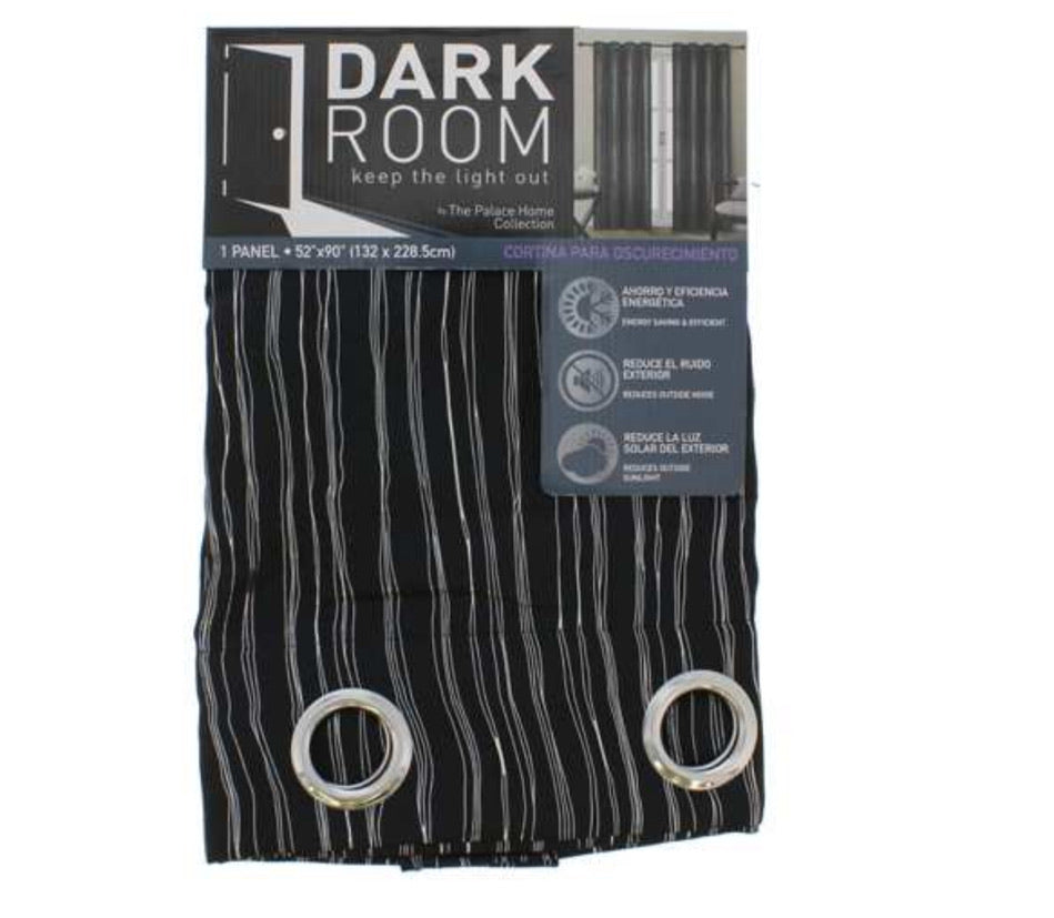 Black Striped Blackout Curtain