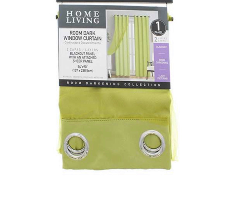Green Blackout Curtain + Sheer Panel