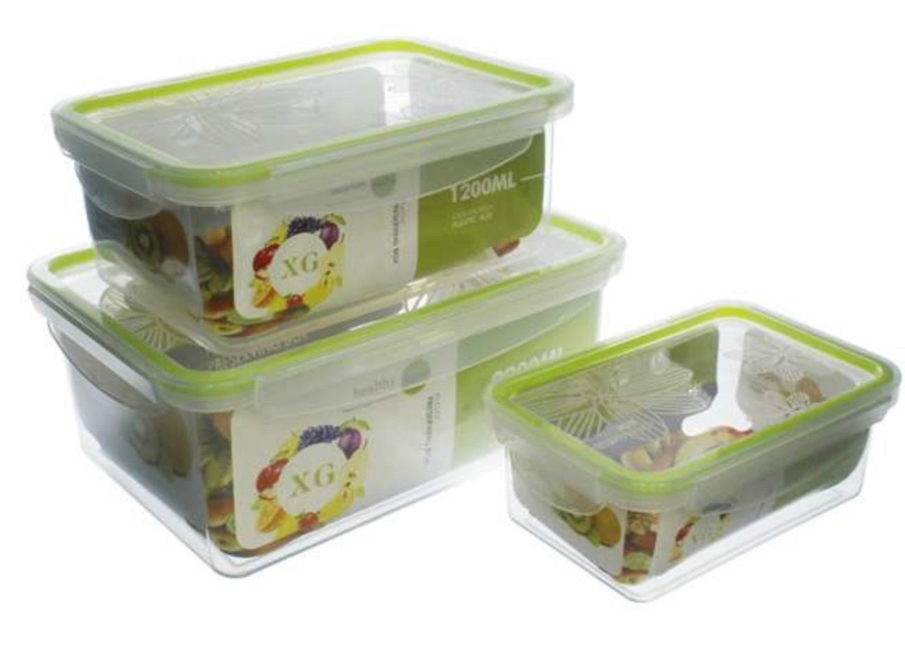 Plastic Container 3pc Set - Rectangular
