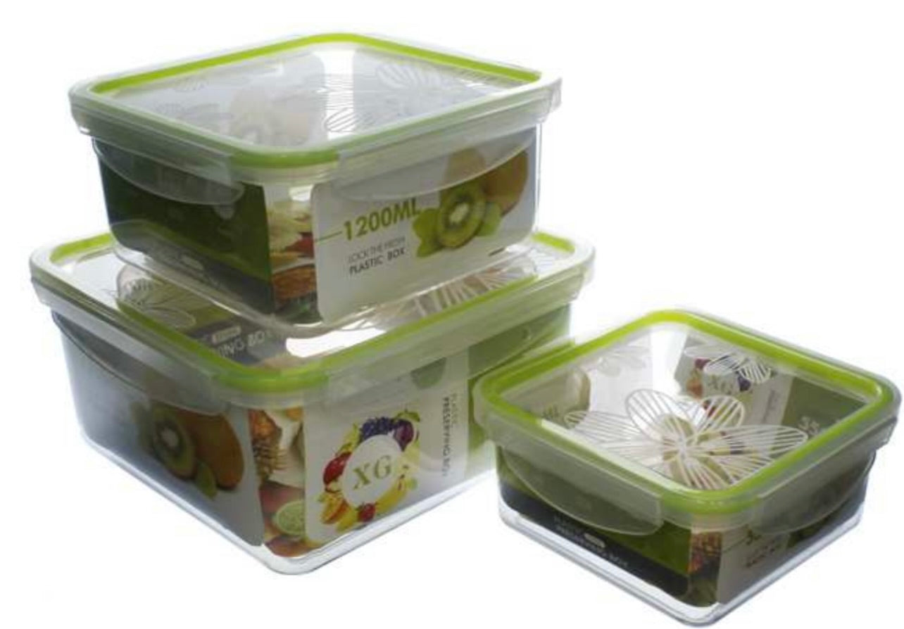 Plastic Container 3pc Set - Square
