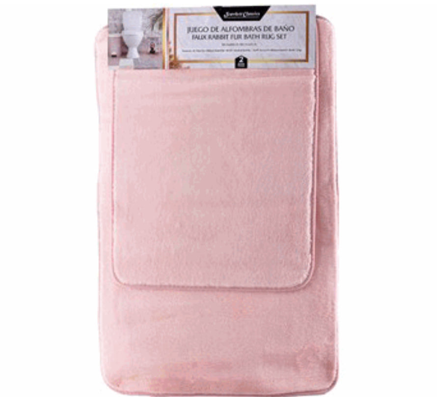 Scarlett Classics 2 Piece Faux Rabbit Fur Bath Rug Set