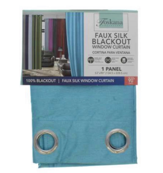 Blue Silk Blackout Curtain