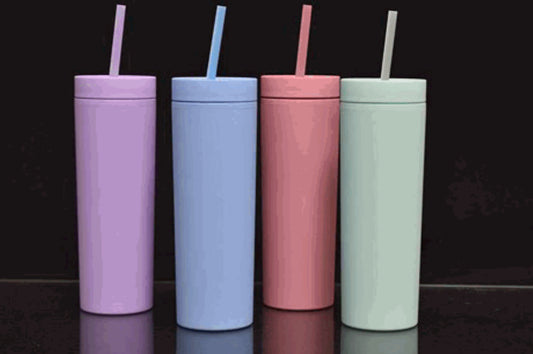 Matte Plastic Cup w/ Straw