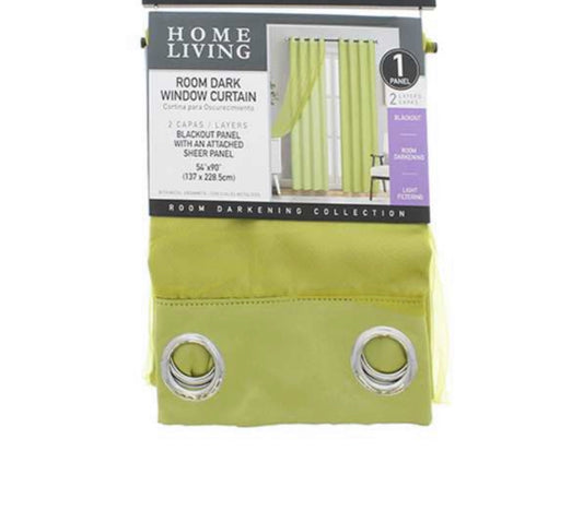 Green Blackout Curtain + Sheer Panel