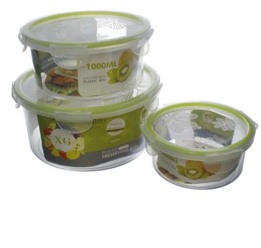 Plastic Container 3pc Set - Circular
