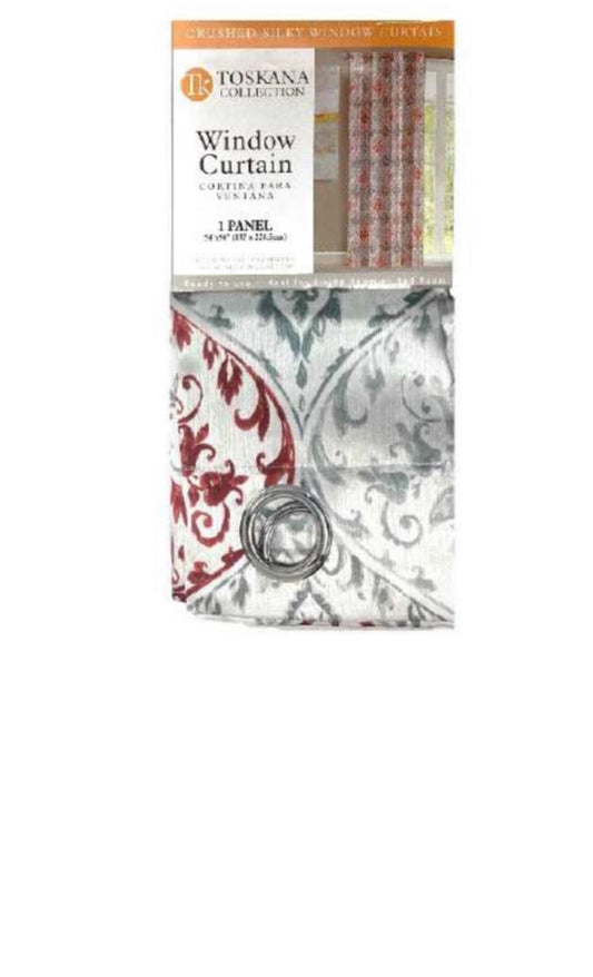 White-Red Floral Curtain