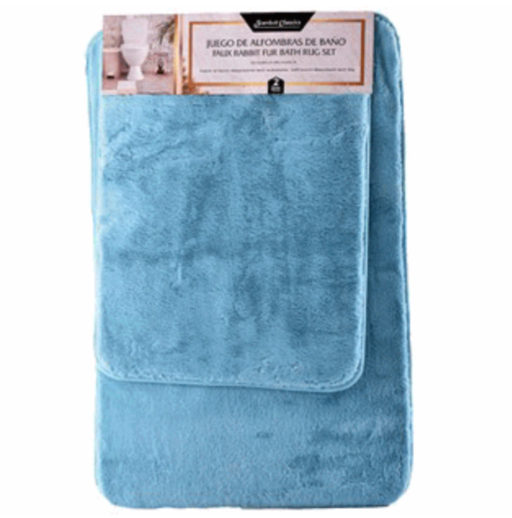 Scarlett Classics 2 Piece Faux Rabbit Fur Bath Rug Set